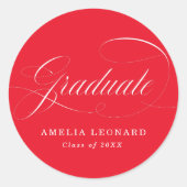 書エレガント道の卒業本赤卒業 ラウンドシール (正面)