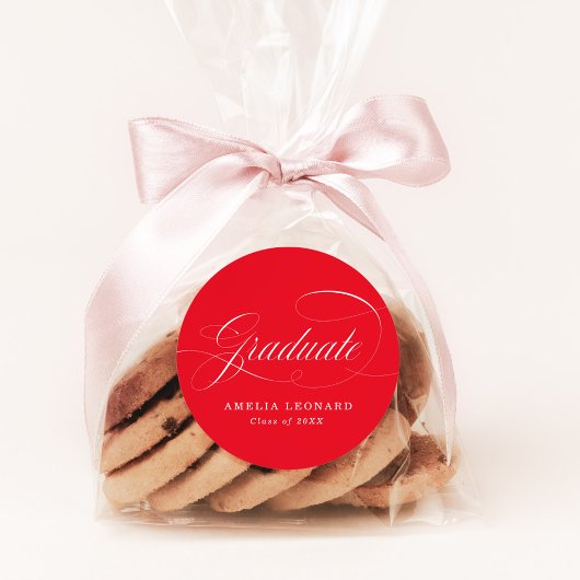 書エレガント道の卒業本赤卒業 ラウンドシール