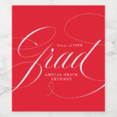 書エレガント道の卒業本赤卒業 ワインラベル (シングルラベル)