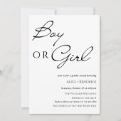 書エレガント道の少年または少女の性別が明かす 招待状 (正面)