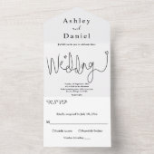 書エレガント道の白黒シンプル結婚の オールインワン招待状 (内側)