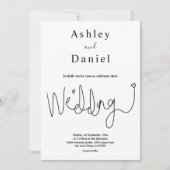 書エレガント道の白黒シンプル結婚の 招待状 (正面)