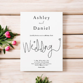 書エレガント道の白黒シンプル結婚の 招待状