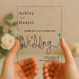 書エレガント道の白黒モダン結婚式 アクリル招待状