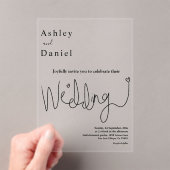 書エレガント道の白黒モダン結婚式 アクリル招待状 (インサイチュ (ポータブル))