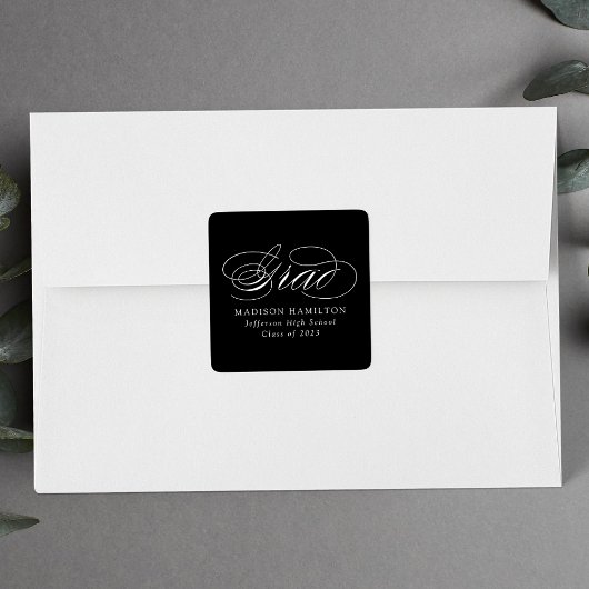 書エレガント道の白黒卒業 スクエアシール