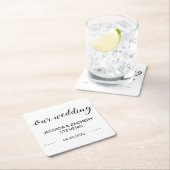 書エレガント道の白黒結婚文字 スクエアペーパーコースター (インサイチュ)