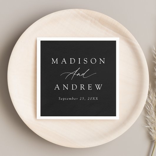 書エレガント道の白黒結婚文字 スタンダードカクテルナプキン