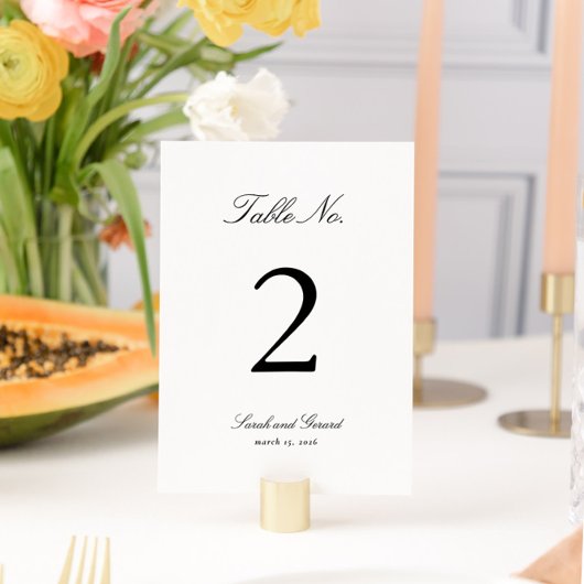 書エレガント道の白黒結婚文字 テーブルナンバー