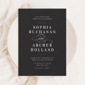 書エレガント道の白黒結婚文字 マグネット招待状