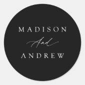 書エレガント道の白黒結婚文字 ラウンドシール (正面)