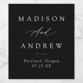 書エレガント道の白黒結婚文字 ワインラベル (シングルラベル)