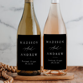 書エレガント道の白黒結婚文字 ワインラベル