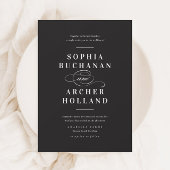 書エレガント道の白黒結婚文字 招待状