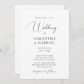 書エレガント道の白黒結婚書 招待状 (正面/裏面)