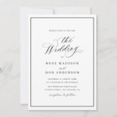 書エレガント道の白黒結婚書 招待状 (正面)