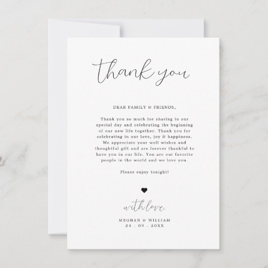 書エレガント道の結婚テーブルありがとうご注意 サンキューカード (正面)