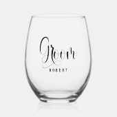 書エレガント道の結婚台本を新郎 ステムなしワイングラス (正面)