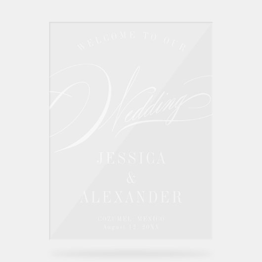 書エレガント道の結婚歓迎 アクリルサイン (正面)