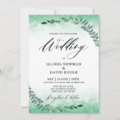 書エレガント道の緑の水の色結婚の 招待状 (正面)