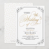 書エレガント道の華やかなヴィンテージ結婚式 招待状 (正面/裏面)