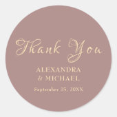 書エレガント道は紫結婚ありがとう ラウンドシール (正面)