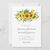 書エレガント道ひまわり結婚め 招待状 (正面)