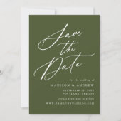 書エレガント道オリーブグリーン結婚写真 セーブザデート (正面)