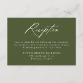 書エレガント道オリーブグリーン結婚式レセプション エンクロージャーカード (正面)