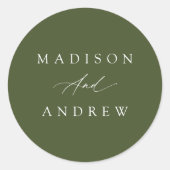 書エレガント道オリーブグリ結婚ーン ラウンドシール (正面)