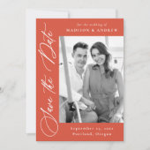 書エレガント道オレンジ色の写真QRコード結婚s セーブザデート (正面)