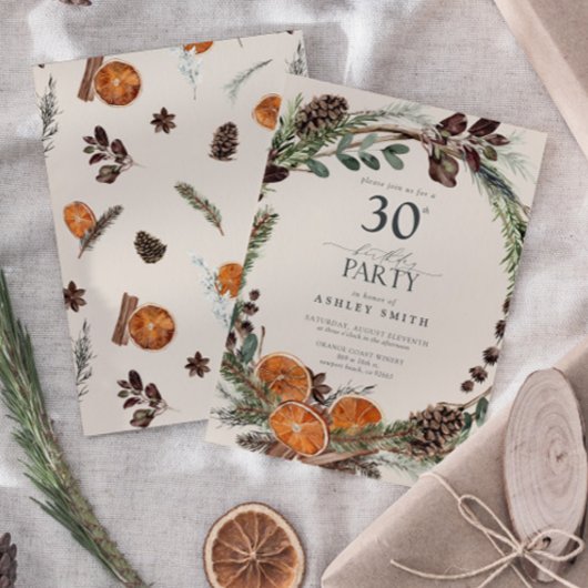 書エレガント道オ素朴レンジ30歳の誕生日 招待状