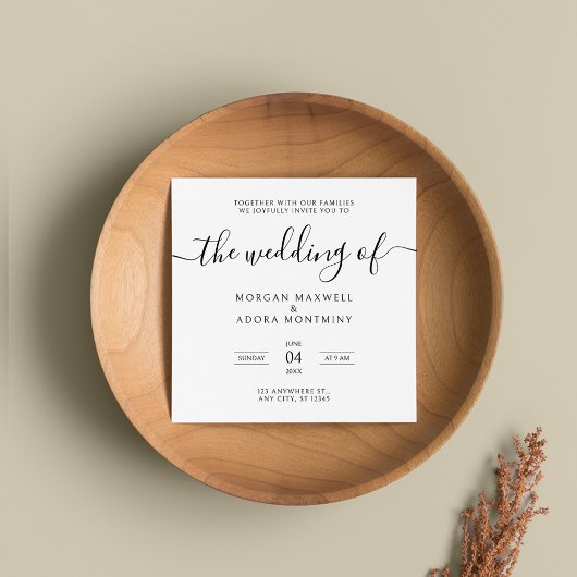 書エレガント道クラシックスクエア結婚ズ 招待状