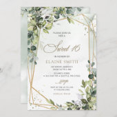 書エレガント道グリーンユーカリ甘い16 招待状 (正面/裏面)