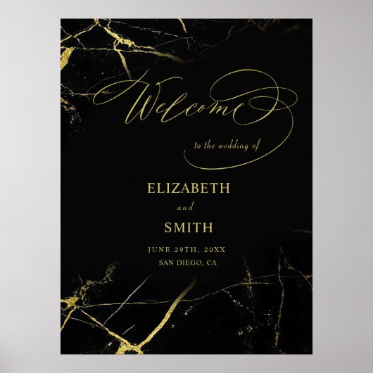 書エレガント道ゴールデンの結婚大理石 ポスター (正面)