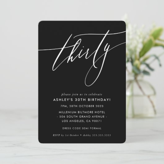 書エレガント道シスタイリッシュック30歳の誕生日 招待状 (スタンド正面)