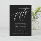 書エレガント道シック50歳の誕生日白黒 招待状 (スタンド正面)