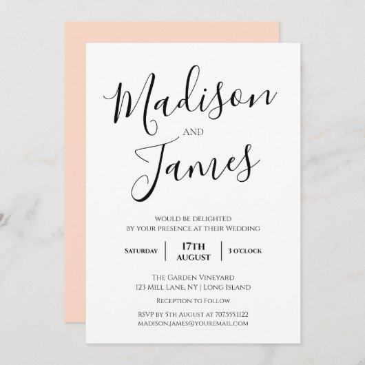 書エレガント道シンプルミニマルモダンリスト 招待状 (正面/裏面)