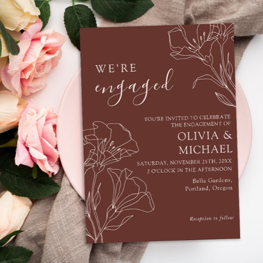 書エレガント道シンプル婚約パーティ 招待状