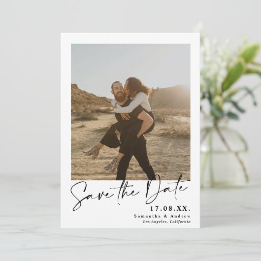 書エレガント道シンプル2枚の写真は日付を保存 セーブザデート (スタンド正面)