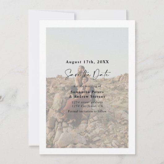 書エレガント道シンプル2枚の写真は日付を保存 セーブザデート (裏面)