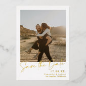 書エレガント道シンプル2枚の写真は日付を保存 箔招待状 (正面)