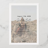 書エレガント道シンプル2枚の写真は日付を保存 箔招待状 (裏面)