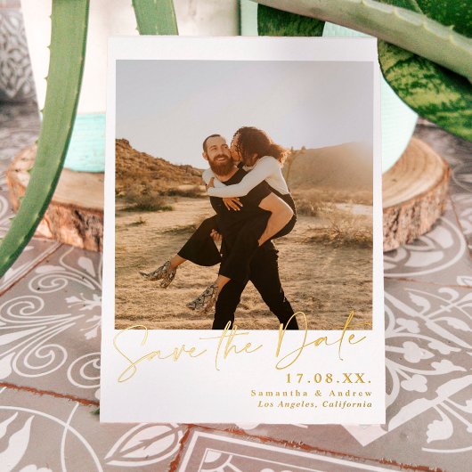 書エレガント道シンプル2枚の写真は日付を保存 箔招待状