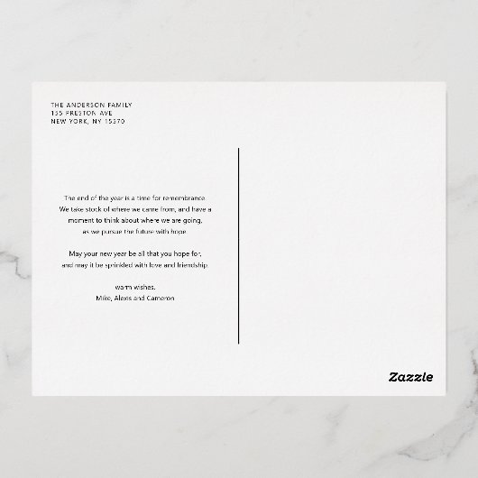 書エレガント道シーズンの挨拶の写真 箔シーズンポストカード (裏面)