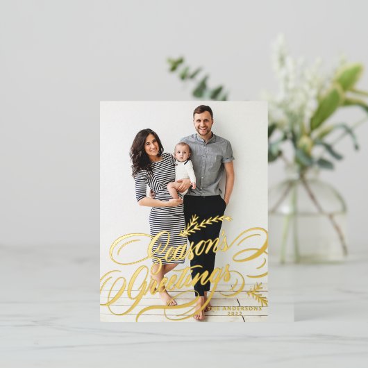 書エレガント道シーズンの挨拶の写真 箔シーズンポストカード (立ち正面)