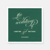 書エレガント道ティール（緑がかった色）結婚の スタンダードカクテルナプキン (正面)