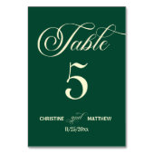 書エレガント道ティール（緑がかった色）結婚の テーブルナンバー (裏面)