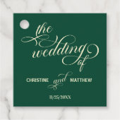 書エレガント道ティール（緑がかった色）結婚の フェイバータグ (正面)