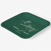 書エレガント道ティール（緑がかった色）結婚の ペーパープレート (傾斜あり)